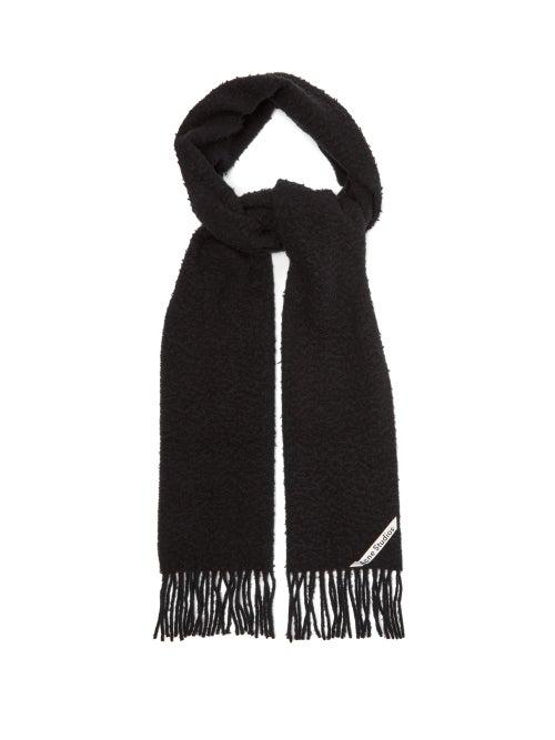 Matchesfashion.com Acne Studios - Holmes Logo-label Brushed Wool-twill Scarf - Mens - Black