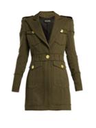 Matchesfashion.com Balmain - Raw Edge Longline Denim Jacket - Womens - Khaki