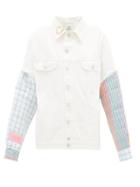 Matchesfashion.com Natasha Zinko - Quilted Checked-panel Denim Jacket - Womens - White Multi