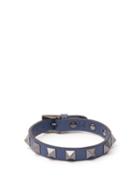 Matchesfashion.com Valentino - Rockstud Leather Bracelet - Mens - Navy