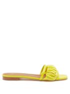 Malone Souliers - Demi Leather And Gathered-satin Slides - Womens - Yellow
