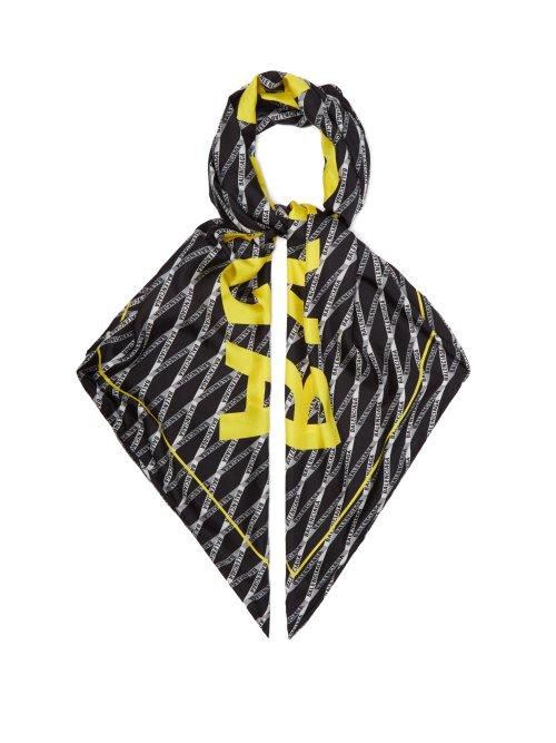 Matchesfashion.com Balenciaga - Monogram Logo Print Silk Twill Scarf - Womens - Black Multi