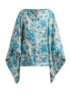 Matchesfashion.com By Walid - Camilla Floral Print Silk Blouse - Womens - Blue Print