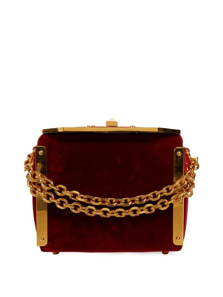 Alexander Mcqueen Box Bag 16 Velvet & Leather Shoulder Bag