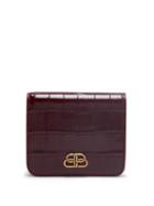 Matchesfashion.com Balenciaga - Bb-plaque Crocodile-effect Leather Wallet - Womens - Burgundy