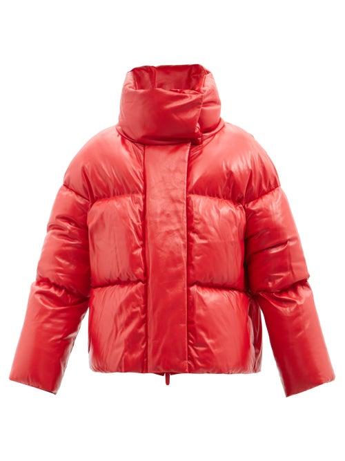 Khaite - Raphael High-neck Quilted-leather Down Jacket - Womens - Red