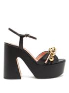 Matchesfashion.com Rochas - Beaded Leather Platform Sandals - Womens - Black Gold