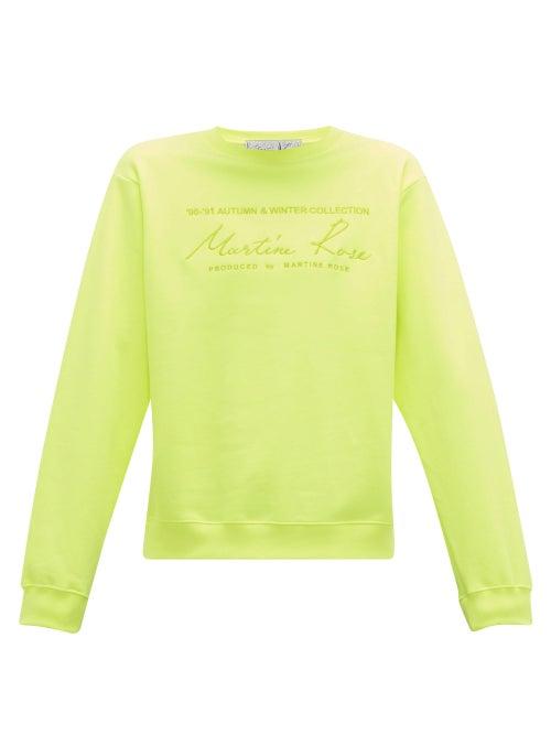 Matchesfashion.com Martine Rose - Logo Embroidered Cotton Sweatshirt - Mens - Yellow