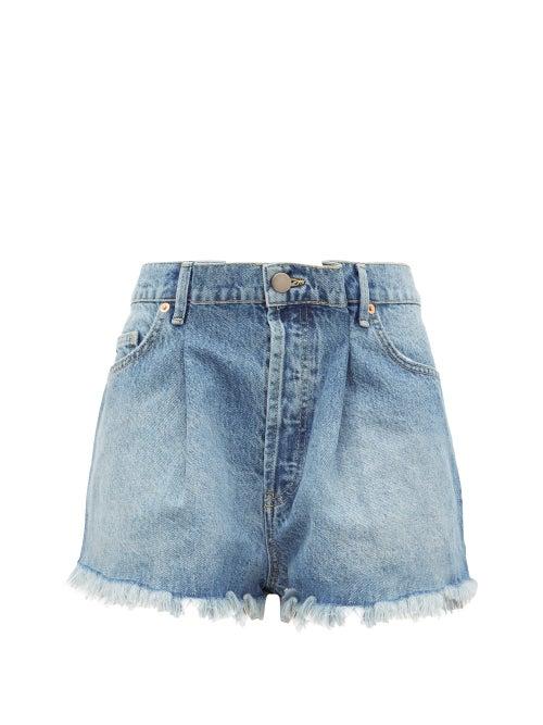 Matchesfashion.com Raey - Fold Raw-hem Denim Shorts - Womens - Light Blue