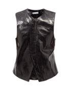 Maximilian - Soul Logo-embroidered Racerback Leather Waistcoat - Mens - Black