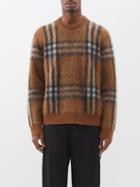 Burberry - Check-jacquard Fluffy-knit Sweater - Mens - Black Brown Multi