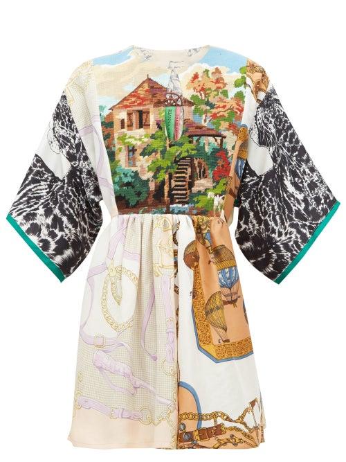 Matchesfashion.com Rianna + Nina - Embroidered Bib Patchwork Printed Silk Blouse - Womens - Multi