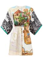 Matchesfashion.com Rianna + Nina - Embroidered Bib Patchwork Printed Silk Blouse - Womens - Multi