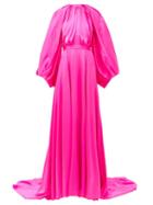 Matchesfashion.com Halpern - Balloon-sleeve Silk-satin Gown - Womens - Pink