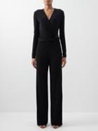 Tom Ford - V-neck Wrap-front Jersey Jumpsuit - Womens - Black