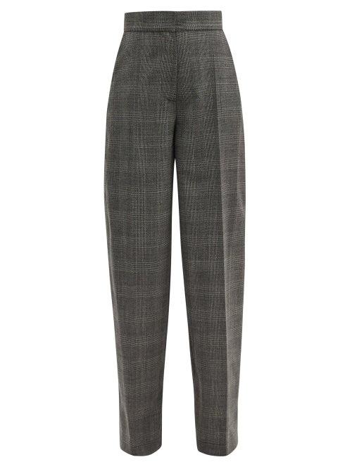 Matchesfashion.com Ssone - Reunion Wide-leg Prince Of Wales Wool Trousers - Womens - Grey
