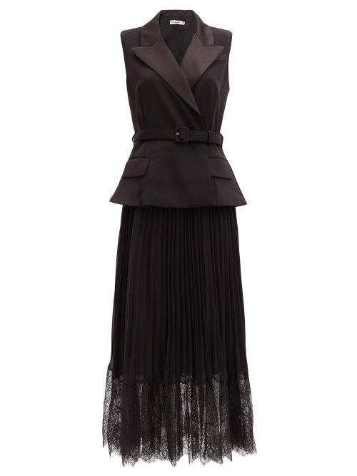 Matchesfashion.com Self-portrait - Pleated Crepe Blazer Dress - Womens - Black