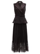 Matchesfashion.com Self-portrait - Pleated Crepe Blazer Dress - Womens - Black