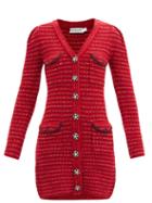 Matchesfashion.com Self-portrait - Crystal-embellished Cotton-blend Tweed Dress - Womens - Red
