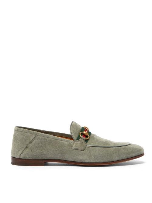 Matchesfashion.com Gucci - Brixton Horsebit Suede Loafers - Mens - Grey
