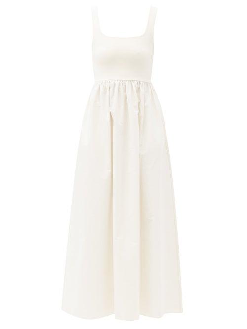 Matchesfashion.com Matteau - Square-neck Knitted-bodice Cotton Dress - Womens - Ivory