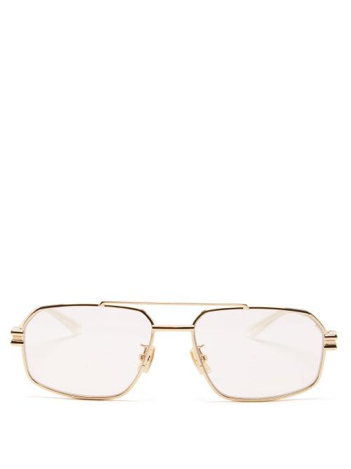 Bottega Veneta - Aviator Metal Glasses - Mens - Gold
