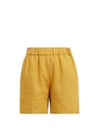 Matchesfashion.com Carl Kapp - Noah High Rise Linen Shorts - Womens - Dark Yellow