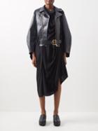 Junya Watanabe - Draped Crepe And Coated-twill Biker Jacket Dress - Womens - Black