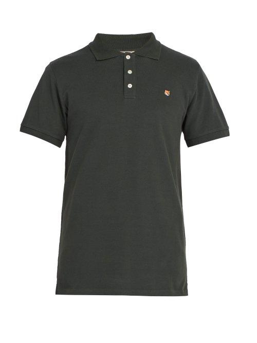 Matchesfashion.com Maison Kitsun - Logo Appliqu Cotton Piqu Polo Shirt - Mens - Green