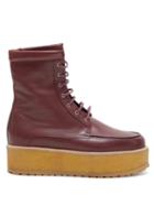 Matchesfashion.com Gabriela Hearst - Robin Flatform Leather Boots - Womens - Burgundy