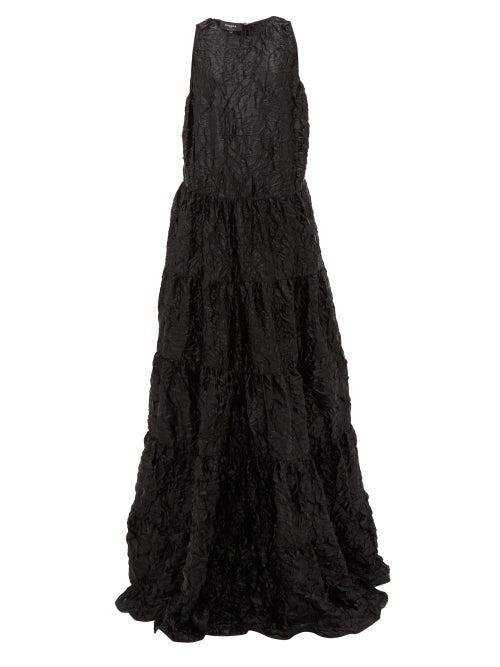 Matchesfashion.com Rochas - Tiered Crinkled-satin Gown - Womens - Black
