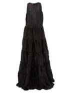 Matchesfashion.com Rochas - Tiered Crinkled-satin Gown - Womens - Black