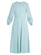 Tibi Marta Ruched-sleeve Linen-blend Dress