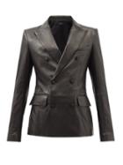 Amiri - Double-breasted Leather Blazer - Mens - Black