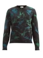 Matchesfashion.com Saint Laurent - Logo-print Tie-dye Cotton-jersey Sweatshirt - Mens - Blue