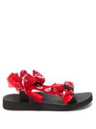Matchesfashion.com Arizona Love - Trekky Choux Bandana-trimmed Sandals - Womens - Red