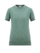 Matchesfashion.com Connolly - Round-neck Short-sleeved Cashmere Sweater - Womens - Khaki