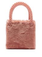 Matchesfashion.com Shrimps - Una Faux Pearl Embellished Faux Fur Bag - Womens - Pink