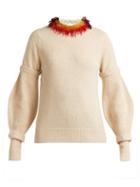 Matchesfashion.com Toga - Beaded Wool Blend Sweater - Womens - Cream