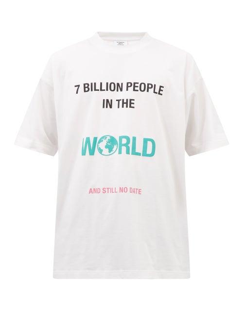 Vetements - Still No Date-print Cotton-jersey T-shirt - Mens - White