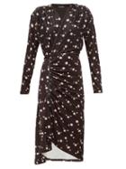 Matchesfashion.com Atlein - Polka Dot Velvet Dress - Womens - Black Print