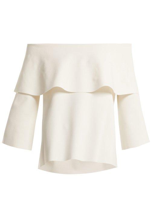 Matchesfashion.com Stella Mccartney - Punto Milano Off The Shoulder Cady Top - Womens - Ivory