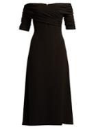 Matchesfashion.com Emilia Wickstead - Francoise Off The Shoulder Midi Dress - Womens - Black