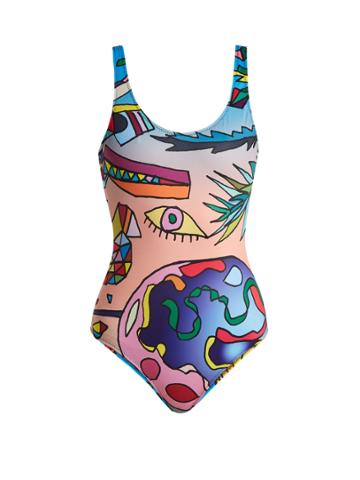 Ellie Rassia Planet Earth-print Baywatch Swimsuit