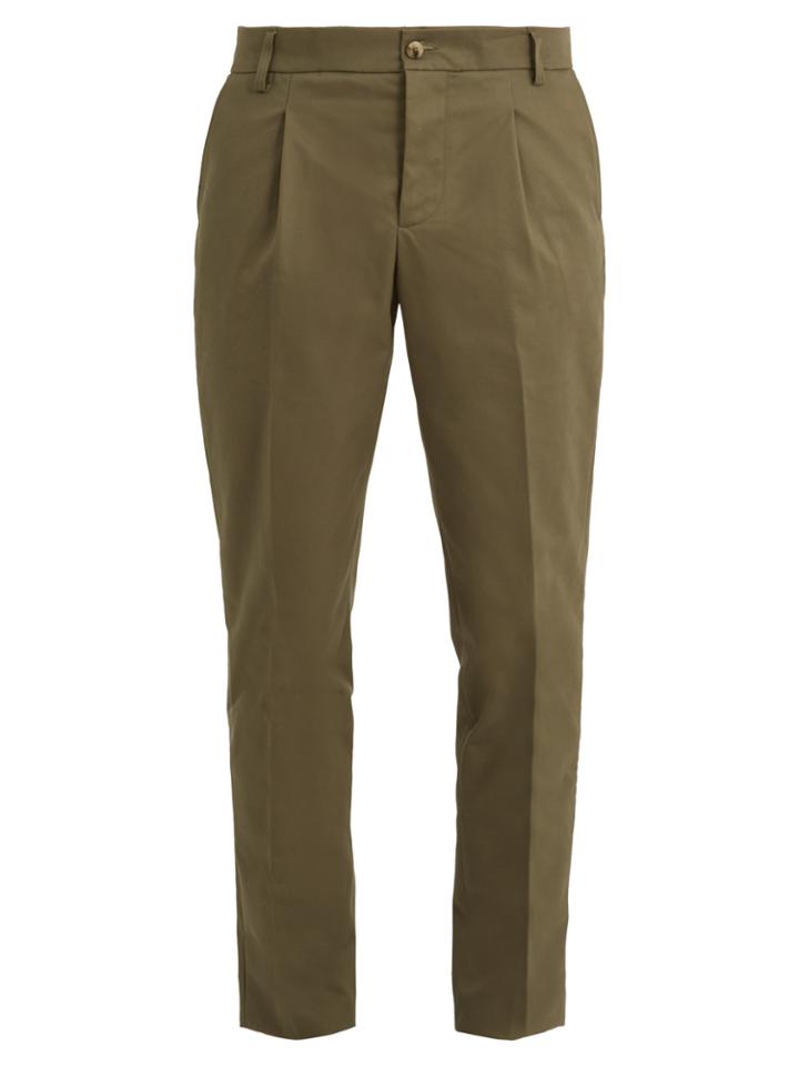 De Bonne Facture Pleated-front Tapered-leg Cotton Trousers