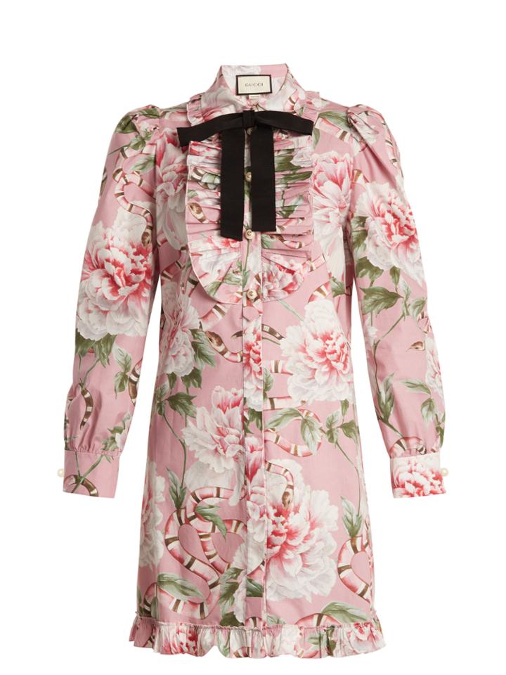 Gucci Floral-print Stretch-cotton Shirtdress