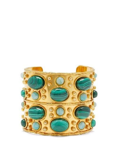 Matchesfashion.com Sylvia Toledano - Malachite And Chrysoprase Cuff - Womens - Gold