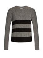 Equipment Carson Striped-intarsia Ribbed-knit Sweater