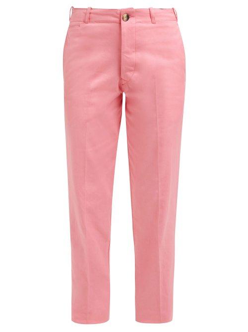 Matchesfashion.com Holiday Boileau - High Rise Cotton Twill Chino Trousers - Womens - Pink