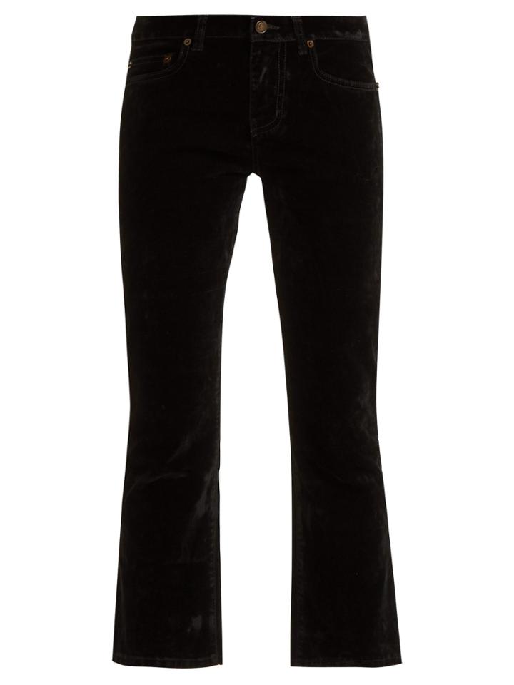 Saint Laurent Mid-rise Velvet Cropped Trousers